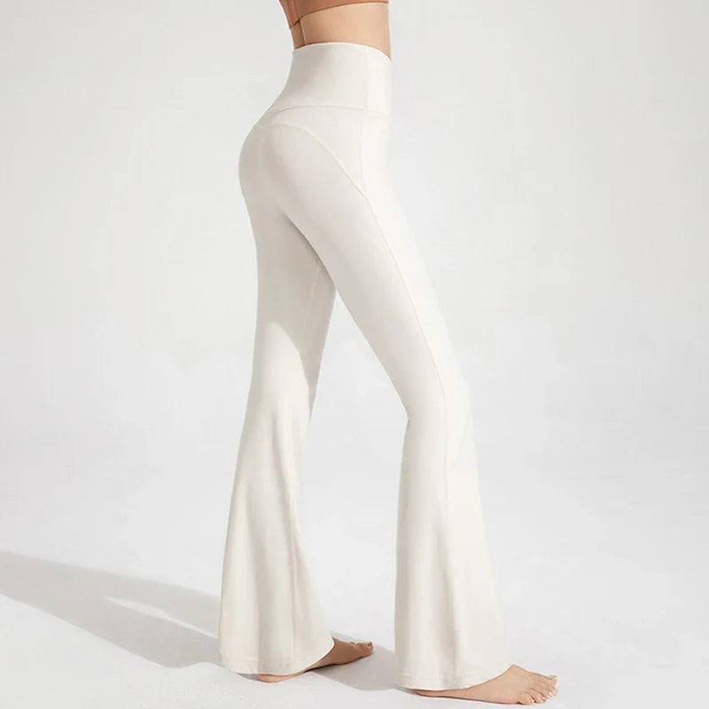 Naked Waisted Waist Cinching Hip Lifting Fitness Exercise Elastic Bell Bottom Pants Women Casual