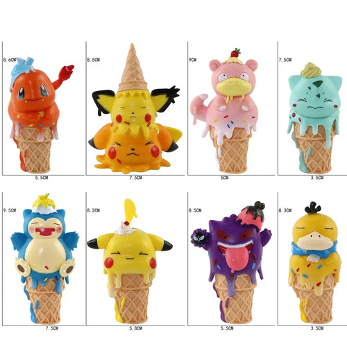 Pokémon Ice Cream Cone PVC Figures – Set of 8 Collectibles