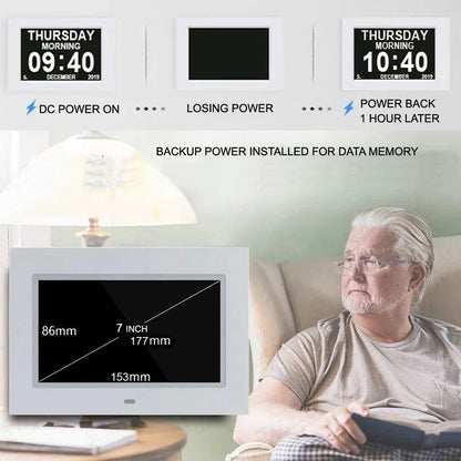 Digital Day Clock for Seniors – 12 Alarms & Medicine Reminder