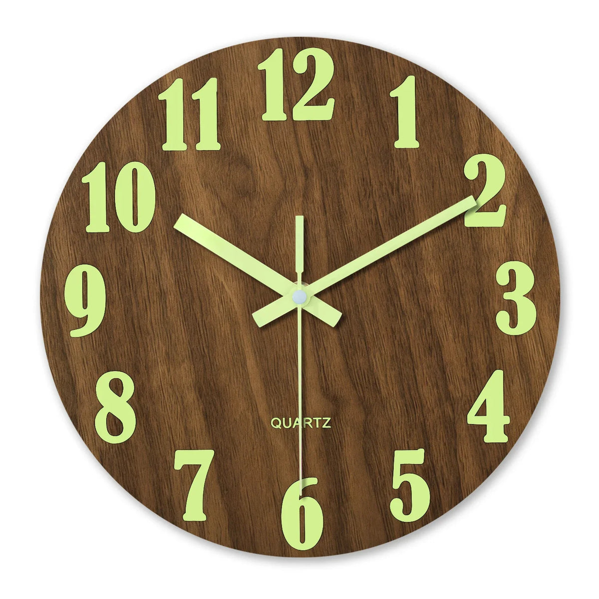Luminous Wall Clock – Silent Wooden Nordic Glow-in-the-Dark Quartz Clock