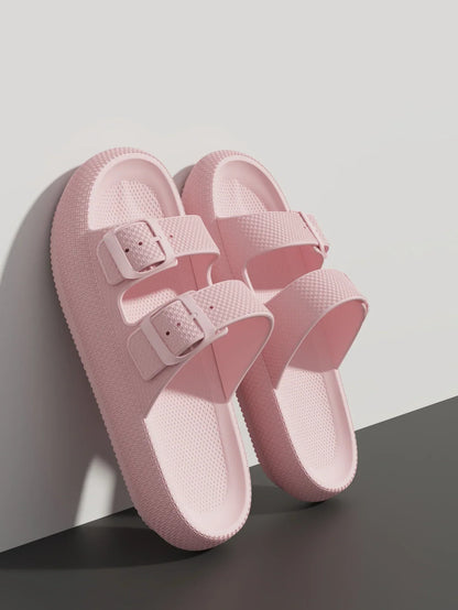 Thick Sole Sandals – Non-Slip Double Strap Slides for Men & Women