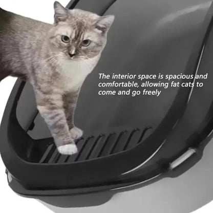 P Semi-Enclosed Cat Litter Box Splashproof Kitten Toilet Tray Pet Cleaning Basin Sides Indoor Use