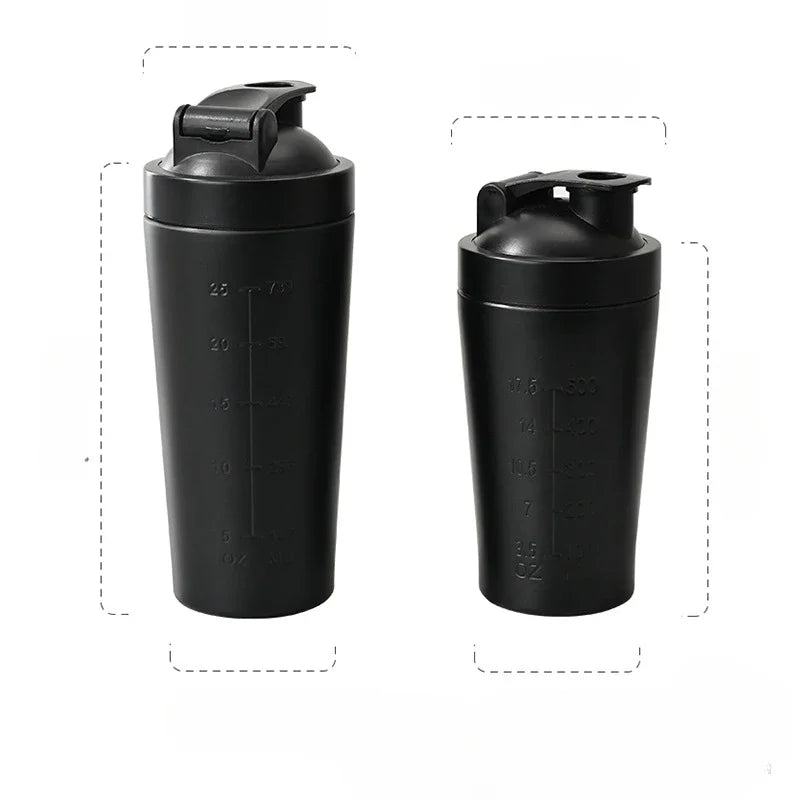 500ml or 750ml Stainless Steel Protein Shaker Bottle with Mixing Ball