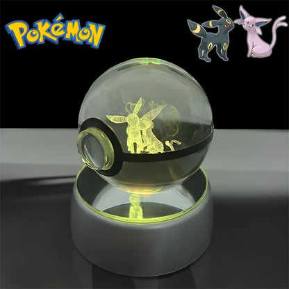 Pokemon 3D Crystal Poke Ball Night Light with LED Base