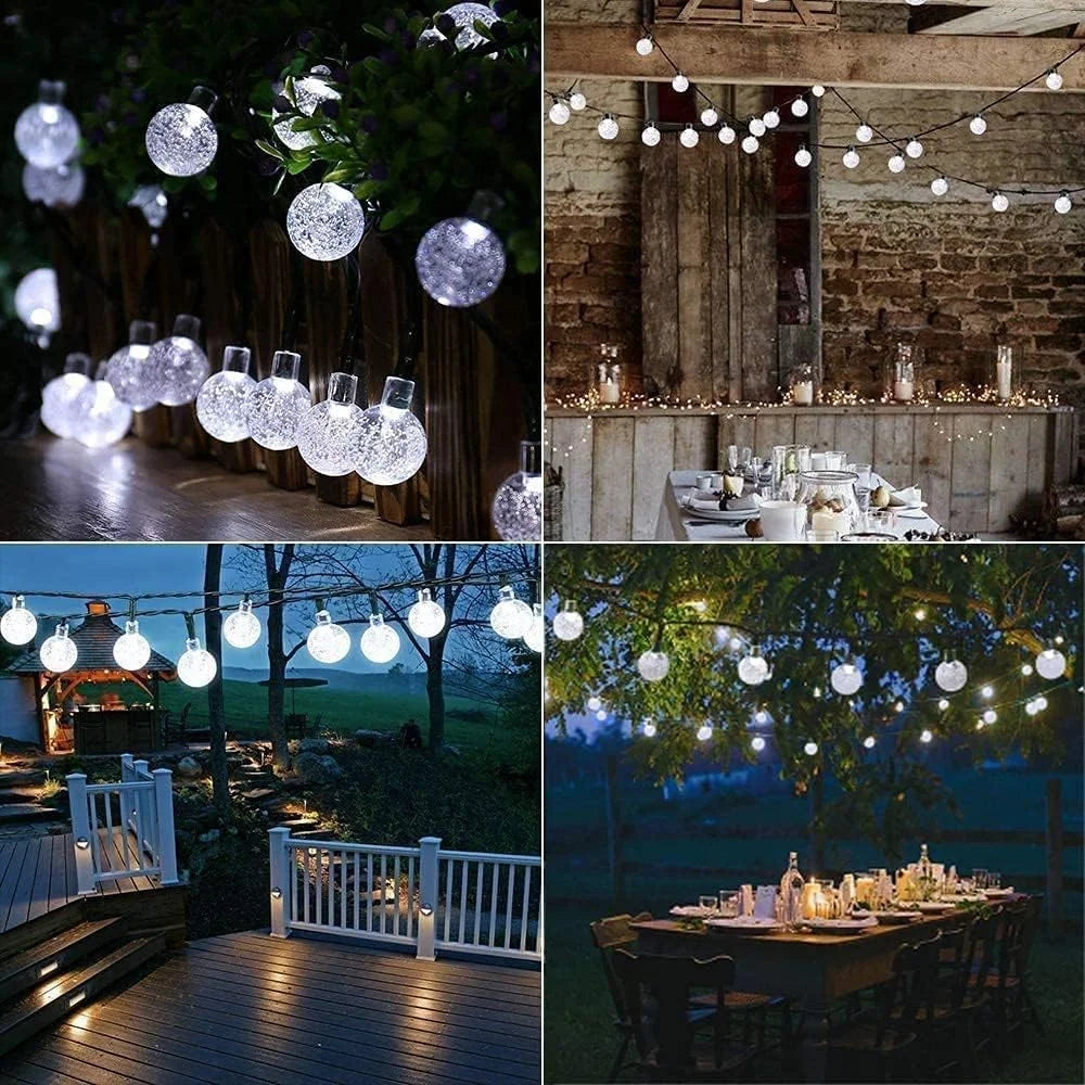 Solar String Lights Outdoor 39.37FT 100 LED Crystal Ball Globe Lights