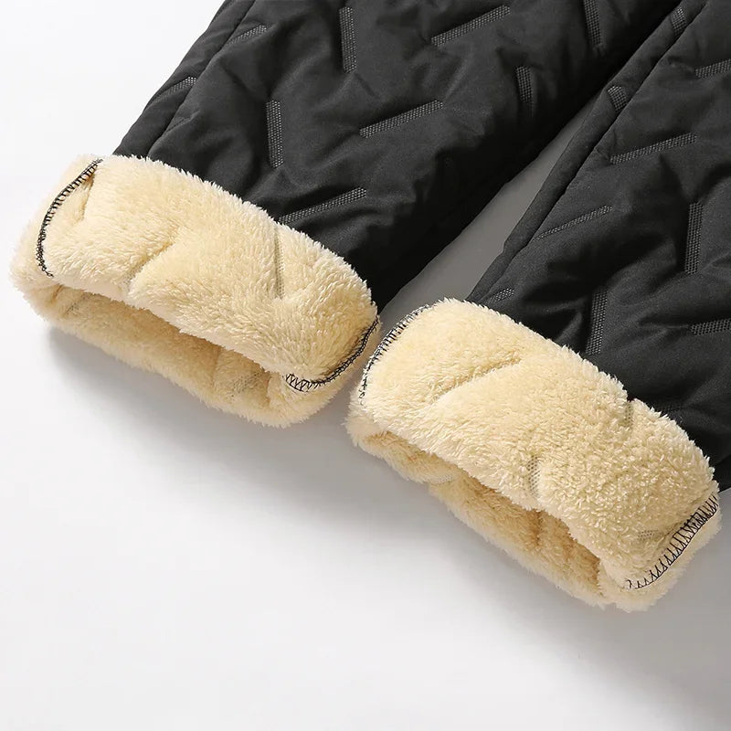 Men’s Thick Fleece-Lined Thermal Sweatpants, Windproof & Warm Winter Trousers