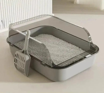 P Semi-Enclosed Cat Litter Box Splashproof Kitten Toilet Tray Pet Cleaning Basin Sides Indoor Use