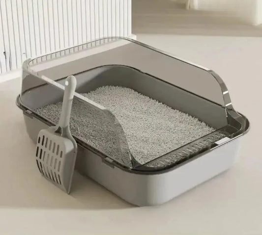P Semi-Enclosed Cat Litter Box Splashproof Kitten Toilet Tray Pet Cleaning Basin Sides Indoor Use