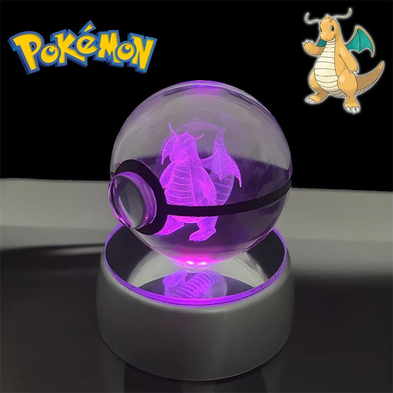 Pokemon 3D Crystal Poke Ball Night Light with LED Base