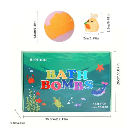 24-Pack Kids Bath Bomb Gift Set with Surprise Toys