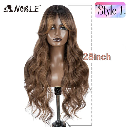 Lace Part Synthetic Wig – 36" Long Wavy Body Wave, 150% Density, Multi-Color
