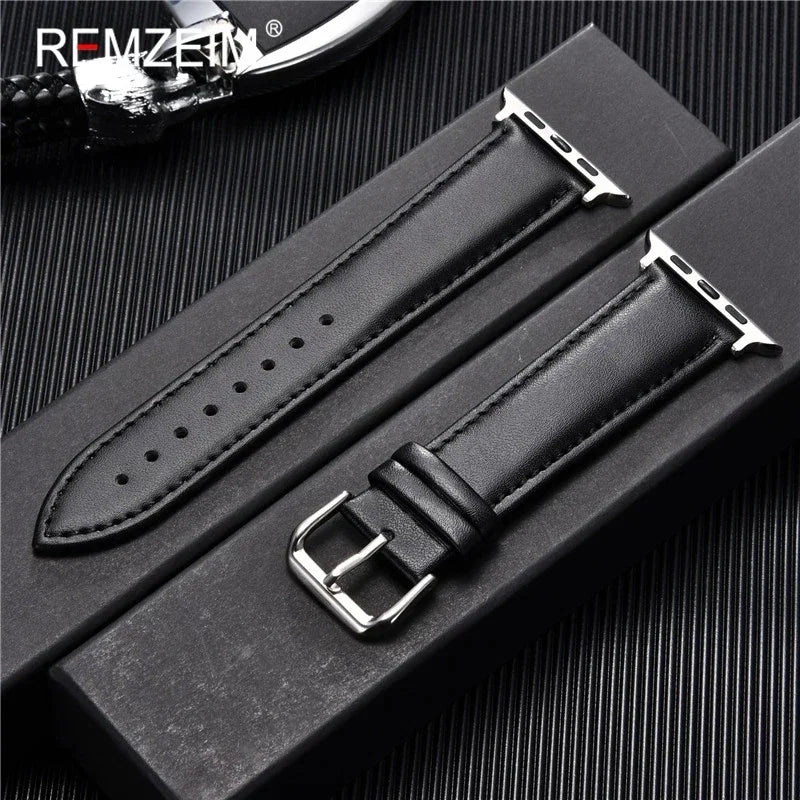 Men’s PU Leather Business Strap for Apple Watch, 38–49mm