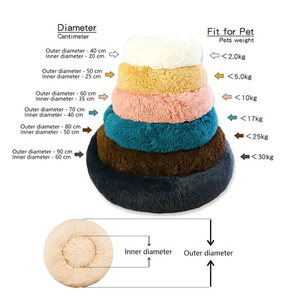 40-90cm 6 Sizes Round Pet Bed Large Dog Super Soft Cat Plush House Medium Winter Warm Sleeping