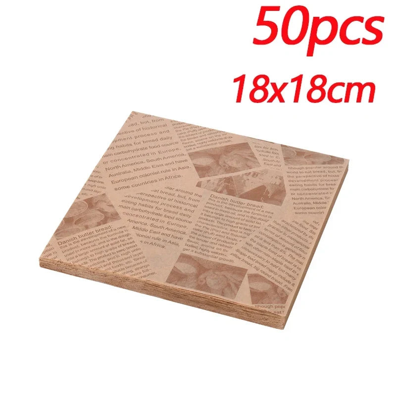 Food Wrapping Paper Sheets – Oil-Proof Baking & Burger Liner (50pcs)