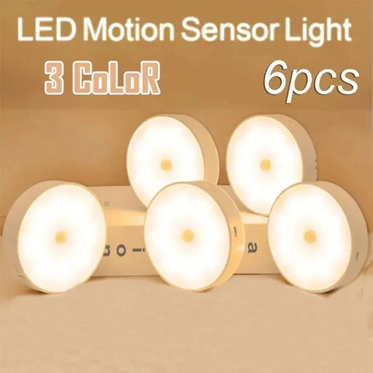 Motion Sensor LED Night Light – USB Rechargeable, 3 Colors
