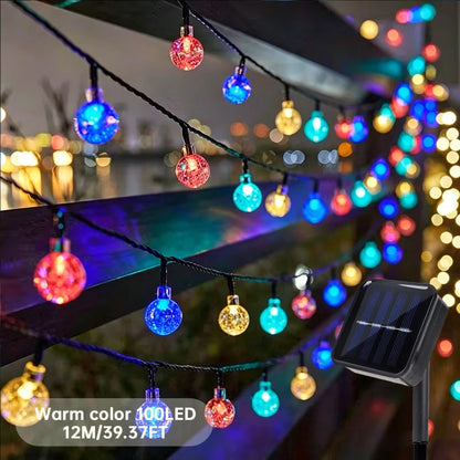Solar String Lights Outdoor 39.37FT 100 LED Crystal Ball Globe Lights