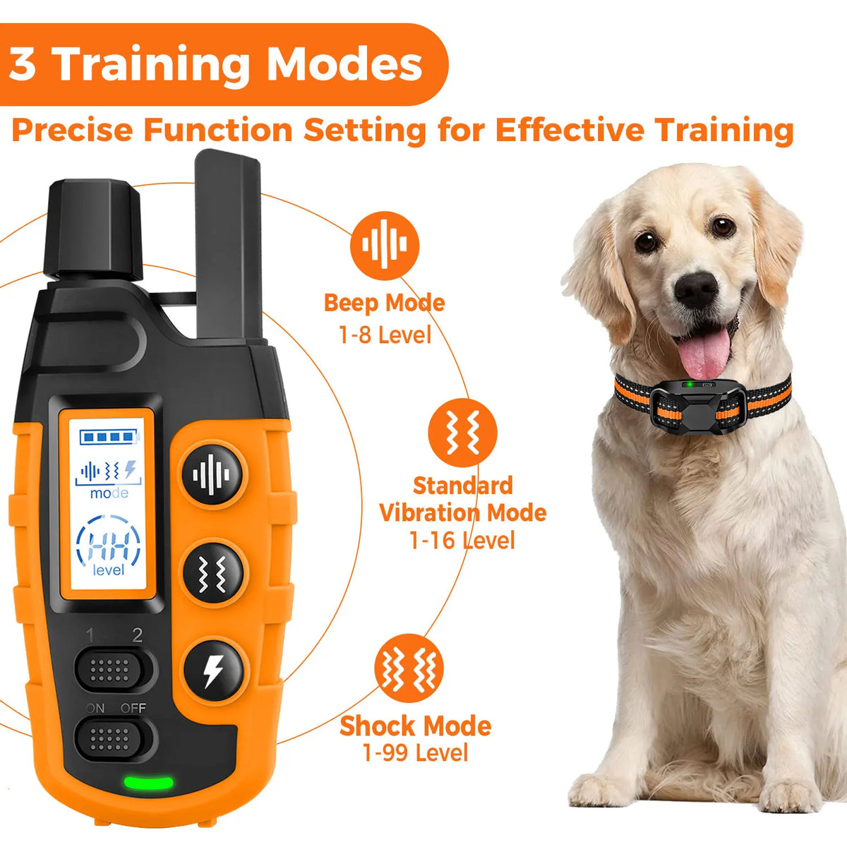 Electric Dog Training Collar – 3300ft Remote, Waterproof, for 5–120 lbs Dogs