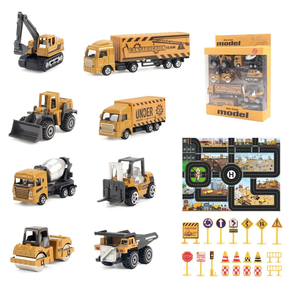 Die-Cast Construction Truck Toy Set – 6 Piece Engineering Vehicles