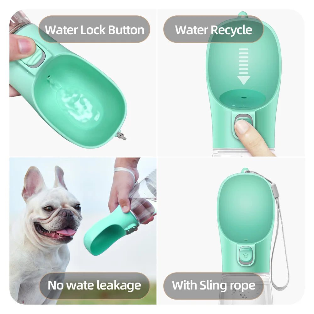 Dog Water Bottle Pet Dogs Cats Feeder Bowls Outdoor Travel Leakproof Puppy Drinking Container Pug