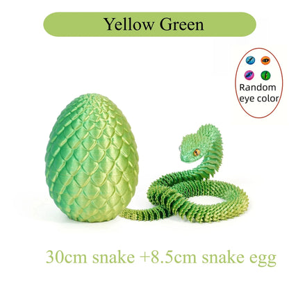 3D Printed Articulated Snake with Egg – Fidget Desk Toy