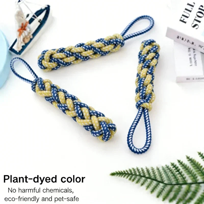 Plant-Dyed Cotton Rope Dog Chew Toy Carrot Corn Stick Dumbbell Shaped - Teeth Cleaning