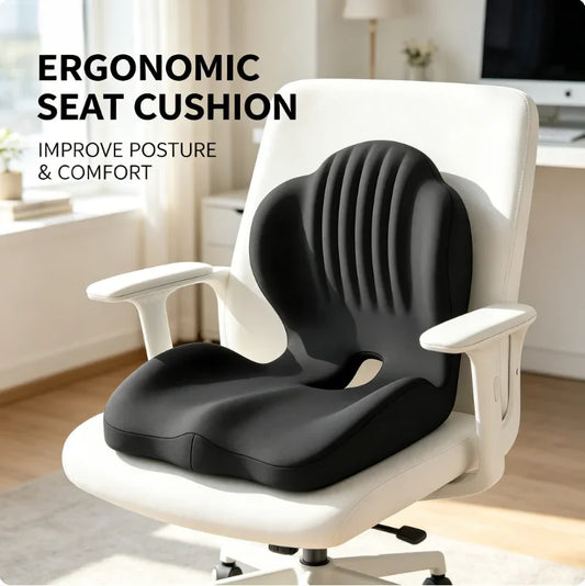 Ergonomic Coccyx Seat Pad Memory Foam Cushion Sciatica Pain Relief Posture Correction Mat Home