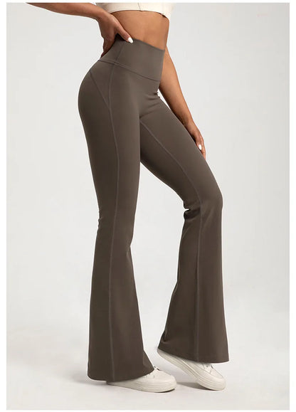 Naked Waisted Waist Cinching Hip Lifting Fitness Exercise Elastic Bell Bottom Pants Women Casual