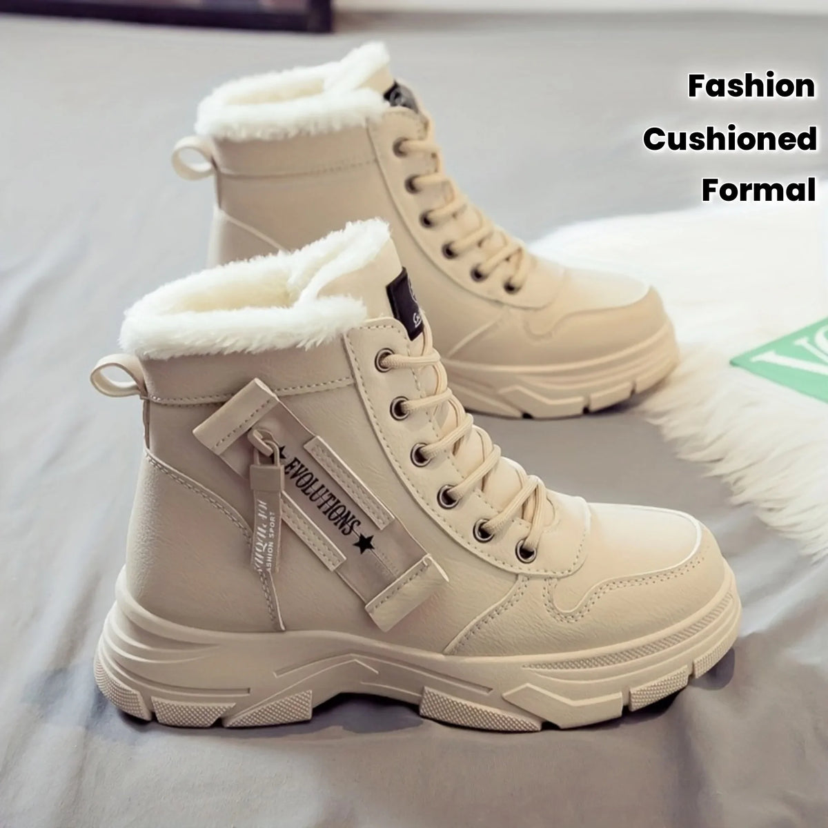Women's Fur-Lined Winter Ankle Boots – Warm Lace-Up Snow Boots