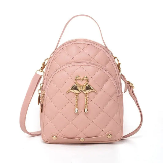 Mini Quilted Crossbody Bag for Women with Swan Charm