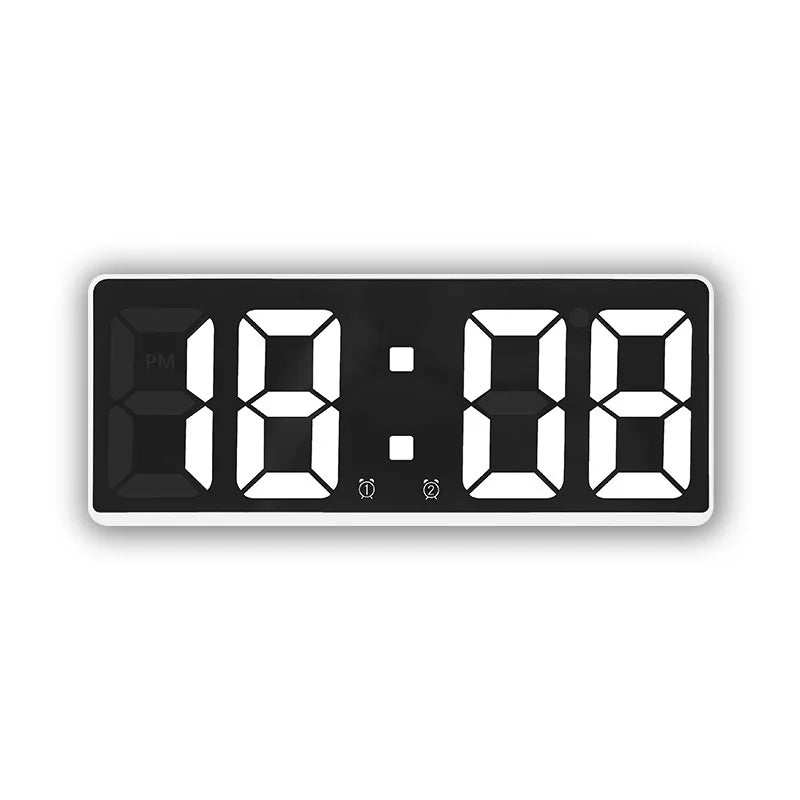 Digital LED Alarm Clock – Mirror & Acrylic, Voice Control, Dual Alarm