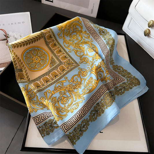 70×70cm Fashion Print Silk Square Scarf, Versatile Headband & Shawl