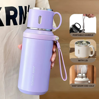 316 Stainless Steel Vacuum Flask with Cup & Tea Compartment | 20.3oz