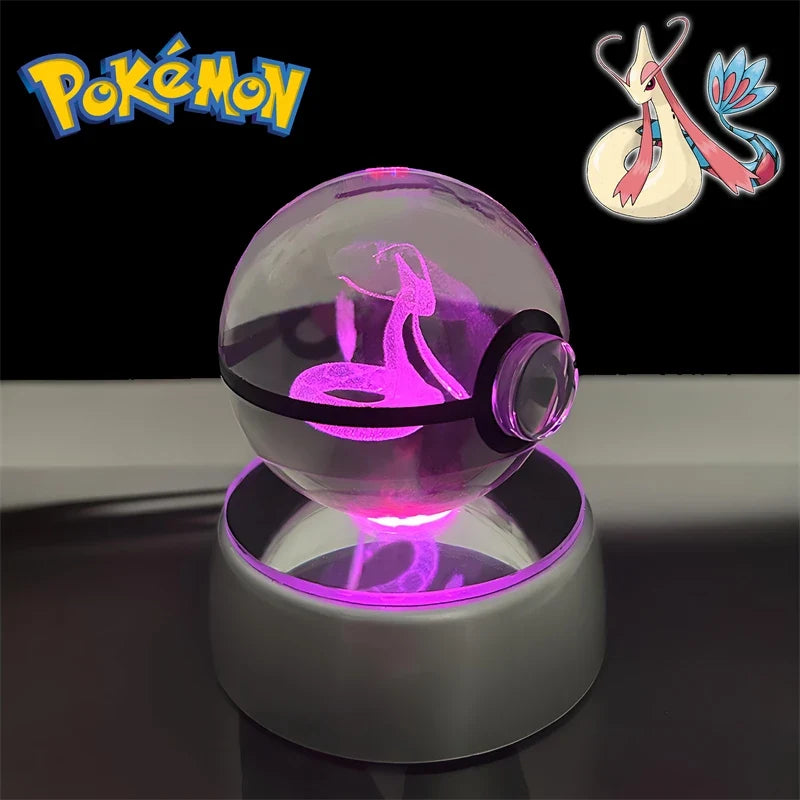 Pokemon 3D Crystal Poke Ball Night Light with LED Base