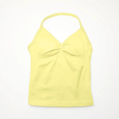 Nclagen Gym Longline Strappy Top Women Seamless Yoga Tank Removable Pads V Neck Workout Clothes