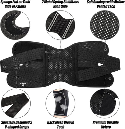 Neenca Knee Brace Pain Compression Support Air Mesh Fabric Side Stabilizers Meniscus Tear Acl