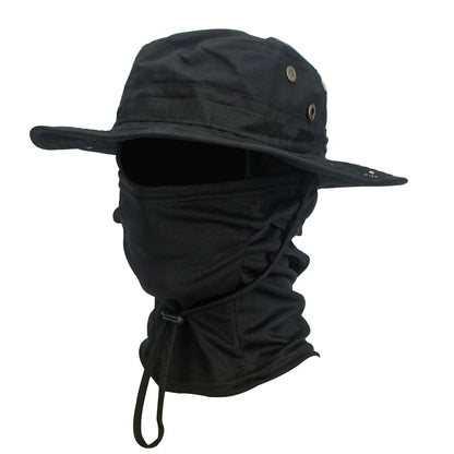 2 Piece Men's Wide Brim Boonie Hat and Balaclava Set