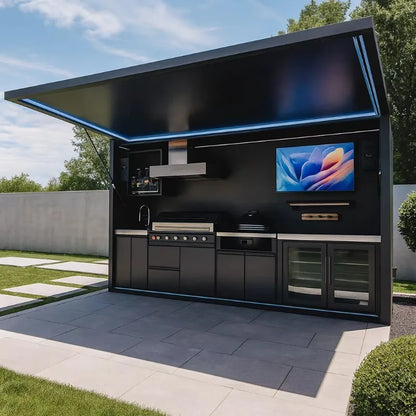 Outdoor BBQ Kitchen Pod – Stainless Steel, Weatherproof & Modular