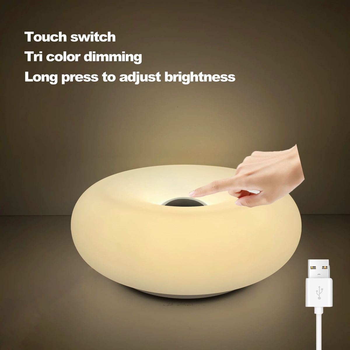 Donut Table Lamp – Touch Dimmable RGB Ambient Light USB
