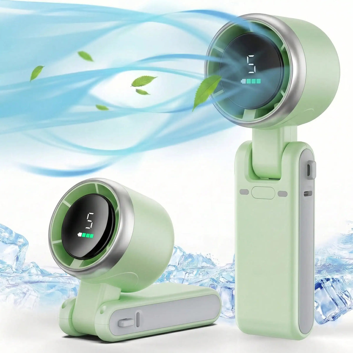 Portable Handheld Turbo Fan – 5000mAh Battery, 5-Speed LED Display