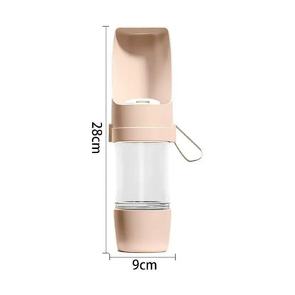 Portable Dog Water Bottle with Food Storage & Feeder Bowl – 500ml