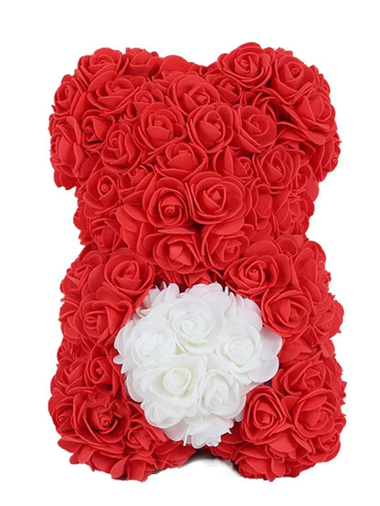 Rose Teddy Bear Gift – Artificial Flower Bear with LED Lights