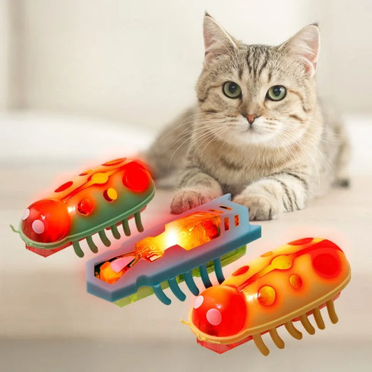 Mini Electric Bug Pet Dog Cat Toy Interactive Cute Ladybird Beetle Animal Shape Toys Walking Insect