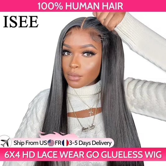 7x5 HD Lace Glueless Wig Straight Human Hair Pre-Cut Pre-Plucked 180% Density