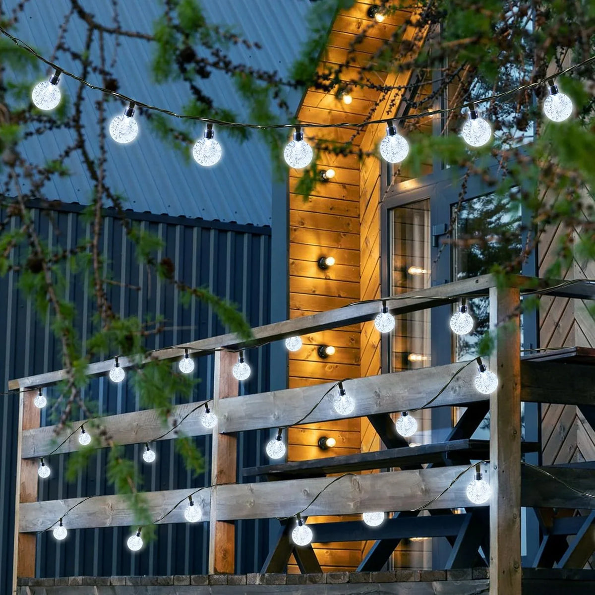 Solar String Lights Outdoor 39.37FT 100 LED Crystal Ball Globe Lights