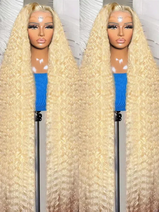 613 Blonde Lace Front Wig – Curly Human Hair, HD Lace