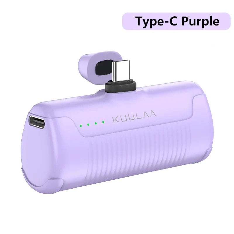 KUULAA Mini Power Bank 4500mAh – Plug-In Portable Charger for iPhone & USB-C