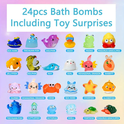 24-Pack Kids Bath Bomb Gift Set with Surprise Toys