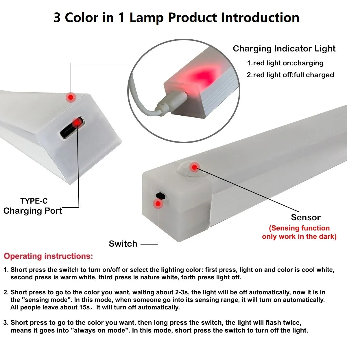 Motion Sensor LED Strip Light – USB Rechargeable Cabinet Bar Lamp