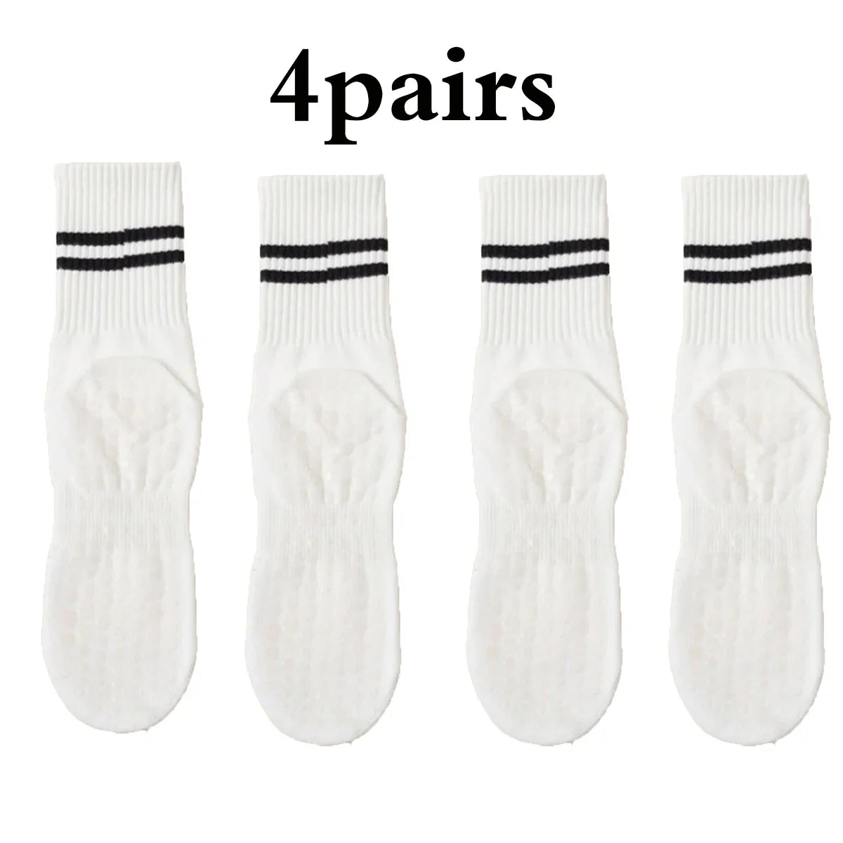 Grip Socks for Women – Non-Slip Pilates & Yoga (4 Pairs)