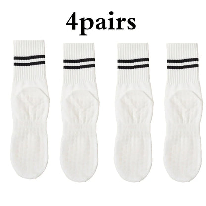 Grip Socks for Women – Non-Slip Pilates & Yoga (4 Pairs)